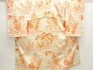 アンティーク　錦紗秋草模様単衣長襦袢